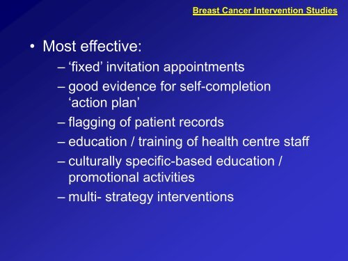 Presentation slides about the literature review - Cancer Research UK