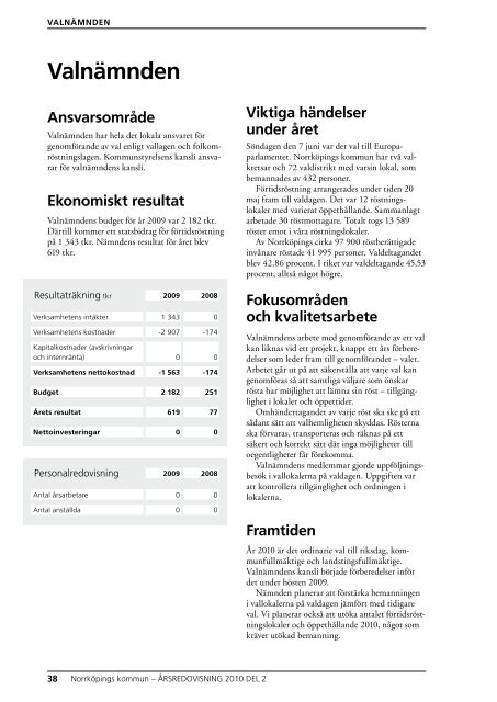 Ãrsredovisning 2009 - del 2 - NorrkÃ¶pings kommun