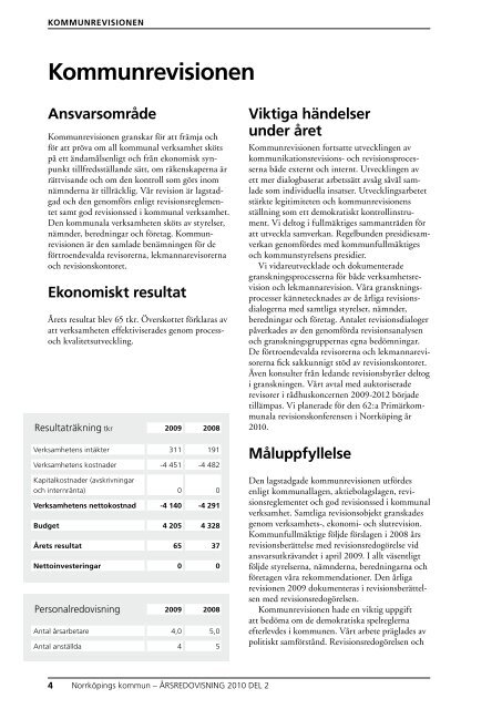 Ãrsredovisning 2009 - del 2 - NorrkÃ¶pings kommun