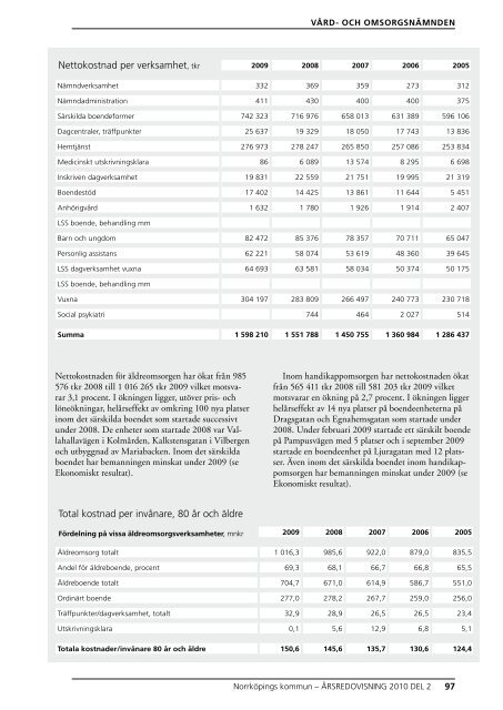 Ãrsredovisning 2009 - del 2 - NorrkÃ¶pings kommun