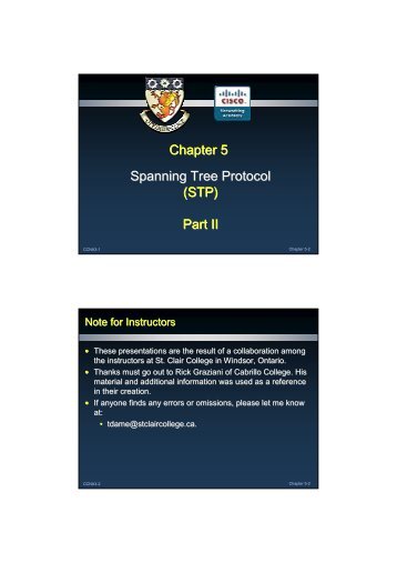 Chapter 5 Spanning Tree Protocol (STP) Part II