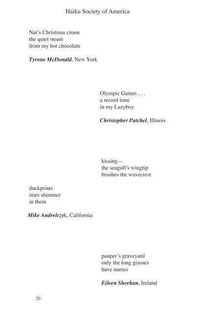 Frogpond 32.1 â¢ Winter 2009 (pdf) - Haiku Society of America