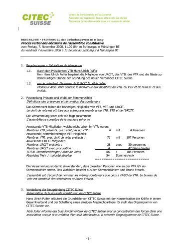 BESCHLUSS - PROTOKOLL der ... - CITEC Suisse