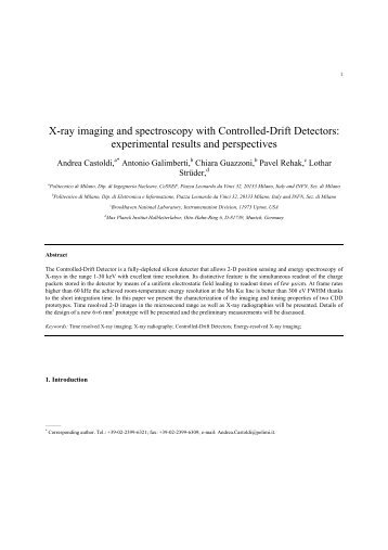 X-ray imaging and spectroscopy with Controlled-Drift ... - MPG HLL