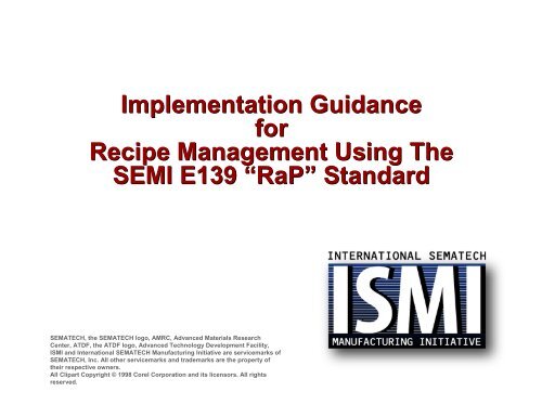 IC Maker Recipe Management Experiences - Sematech