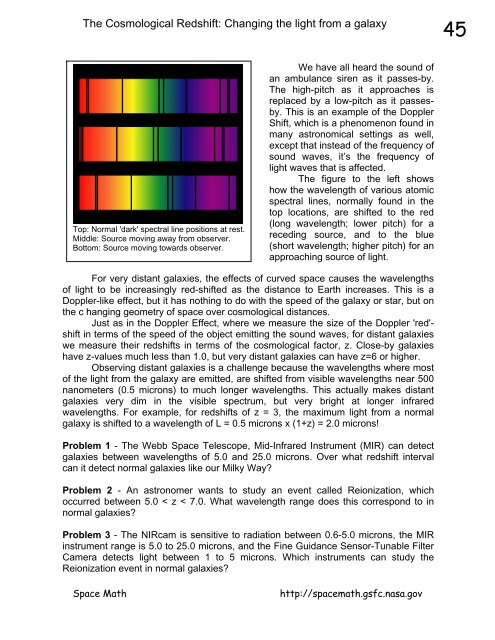 The Cosmological Redshift - James Webb Space Telescope - NASA