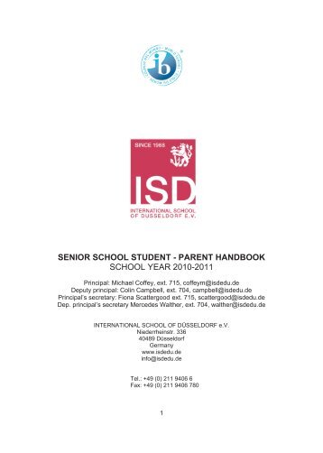 SENIOR SCHOOL STUDENT - PARENT HANDBOOK