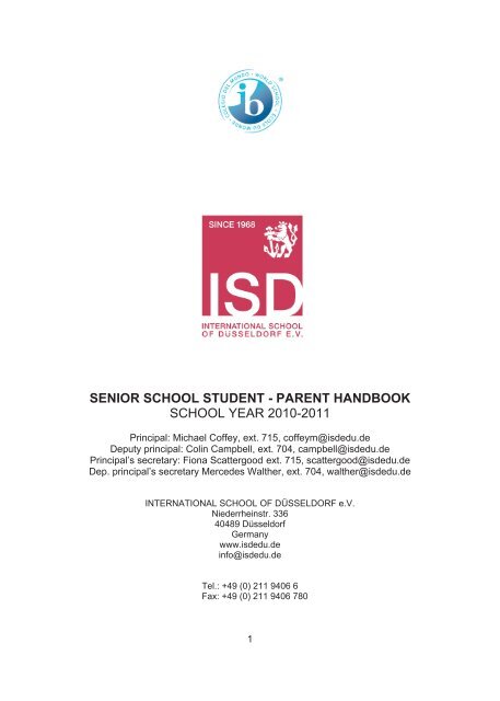 SENIOR SCHOOL STUDENT - PARENT HANDBOOK