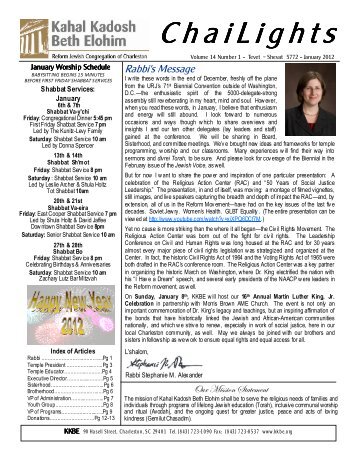 January ChaiLights Newsletter 2012.pub - Kahal Kadosh Beth Elohim