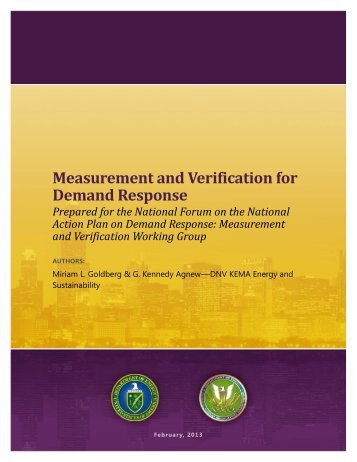 Measurement and Verification for Demand Response - Electricity ...