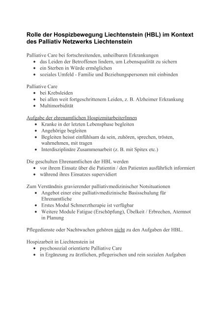 Leitfaden - Rolle der HBL in Palliative Care - Hospizbewegung ...