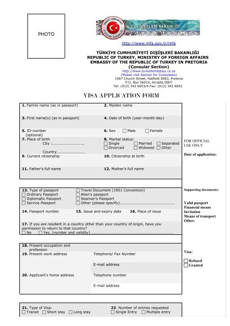 Turkey Visa Application Form - Visas Zone