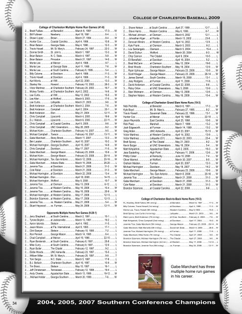 Quick Facts Table of Contents Baseball Staff - College of Charleston ...