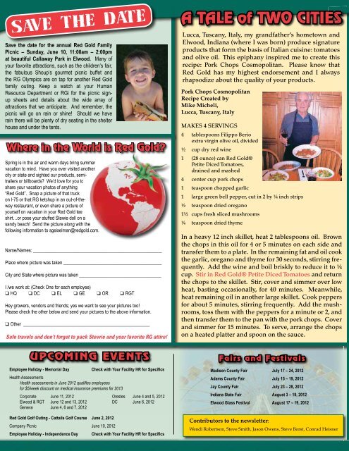 May 2012 Vine Lines Newsletter - Red Gold
