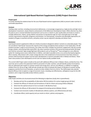 International Lipid-Based Nutrient Supplements ... - The iLiNS Project