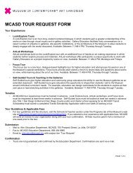 mcasd tour request form - Museum of Contemporary Art San Diego