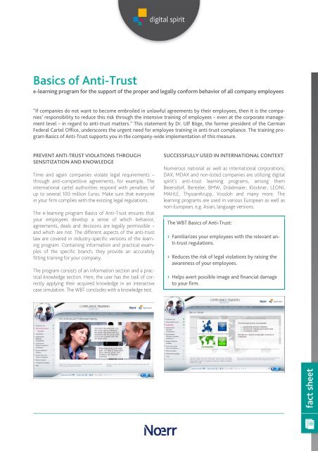 E-Learning program 'Antitrust Law Basics' - Compliance Training