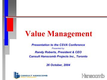 The Value Management Job Plan - SCAV - CSVA