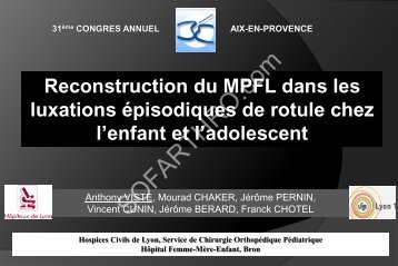 Reconstruction du MPFL dans les luxations épisodiques de rotule ...