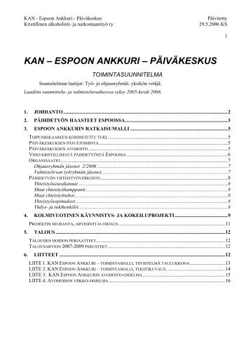 KAN – ESPOON ANKKURI – PÄIVÄKESKUS