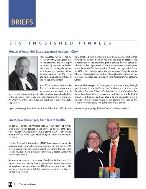 SR Vol 27 No 3, July 2009 - Nova Scotia Barristers' Society