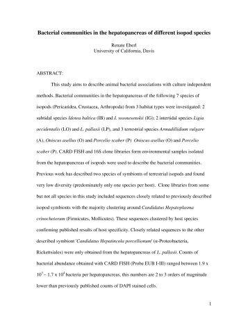 Eberl, R. Bacterial communities inthe hepatopancreas of different ...