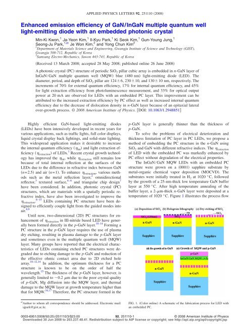 Enhanced emission efficiency of GaN/InGaN multiple quantum well ...