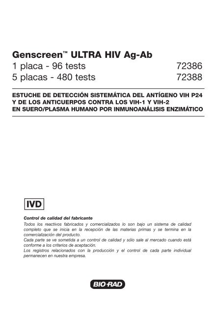Genscreenâ¢ ULTRA HIV Ag-Ab - BIO-RAD