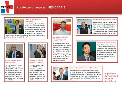 Rückblick der MEDICA 2013 mit Aussteller- und Besucherstimmen