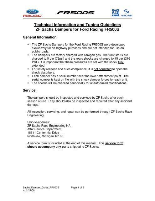 Technical Information and Tuning Guidelines ZF ... - Ford Racing