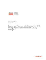 Backup and Recovery with Oracle's Sun ZFS Storage Appliances ...