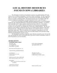 local history resources found in iowa libraries - State Historical ...