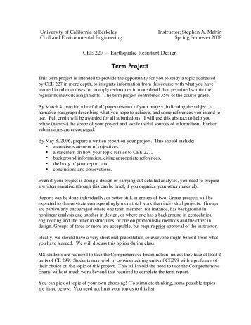 CEE 227 -- Earthquake Resistant Design Term Project - Civil and ...