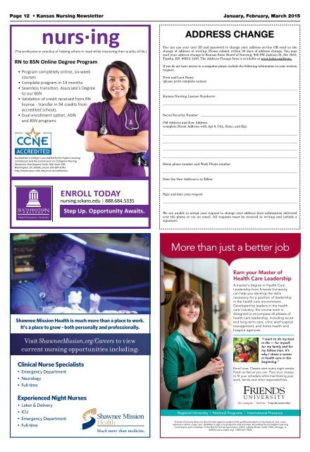 Kansas Nursing Newsletter - January 2015