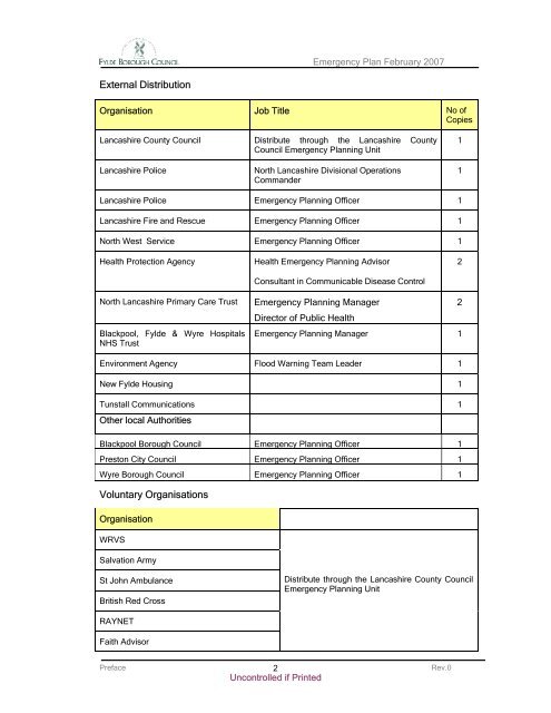 Emergency Plan - Fylde Borough Council