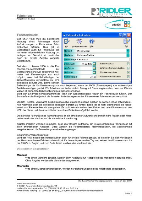 adad95 Dokumentation: Fahrtenbuch