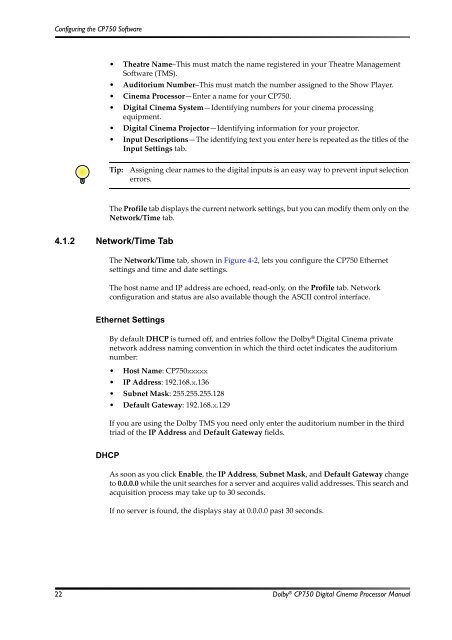 Dolby CP750 Digital Cinema Processor Manual - Projectionniste.net