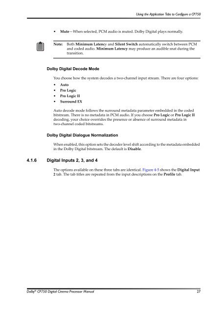 Dolby CP750 Digital Cinema Processor Manual - Projectionniste.net