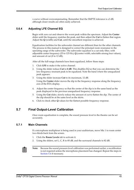 Dolby CP750 Digital Cinema Processor Manual - Projectionniste.net