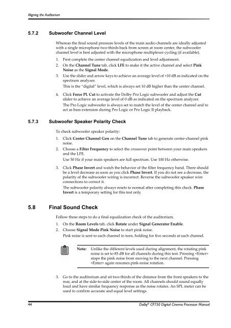 Dolby CP750 Digital Cinema Processor Manual - Projectionniste.net