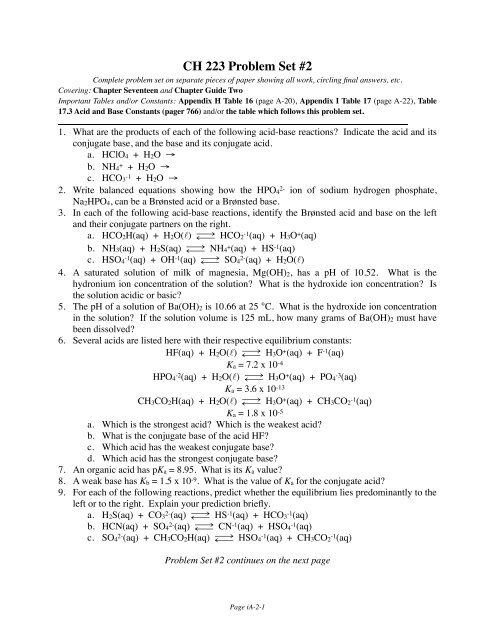 CH 223 Problem Set #2