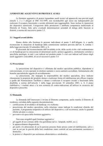 3.FORNITURE AGGIUNTIVE DI PROTESI E AUSILI Le forniture ...