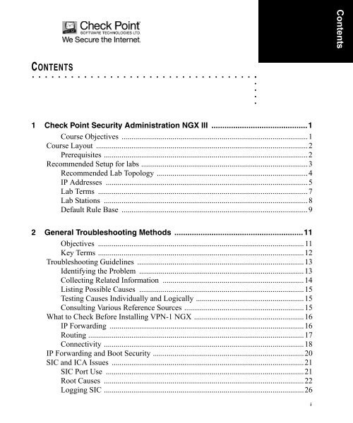 Table of Contents - Check Point