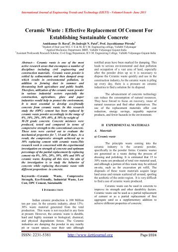 Ceramic Waste - IJETT-International Journal of Engineering Trends ...