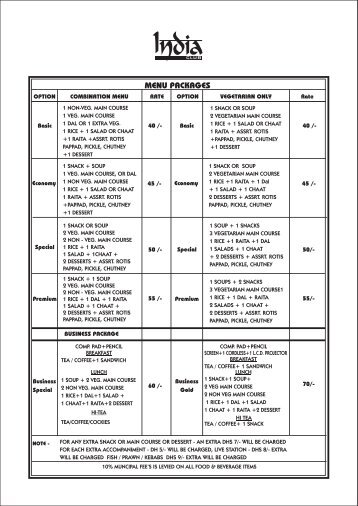 India Club menu 1 - India Club, Dubai, UAE