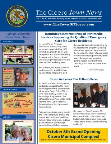 Click here to view the Cicero Town News - The Town of Cicero