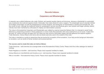 to Carpenters and Wheelwrights - Worcestershire County Council