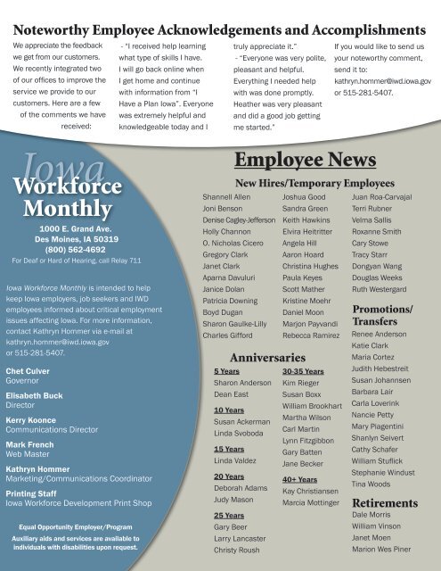 September 2009 - Issue 8 - Iowa Workforce Development