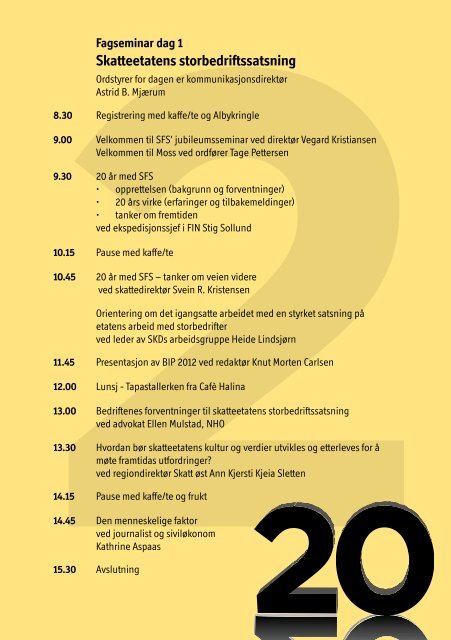 Program for fagseminar i Moss 20. og 21. november 2012