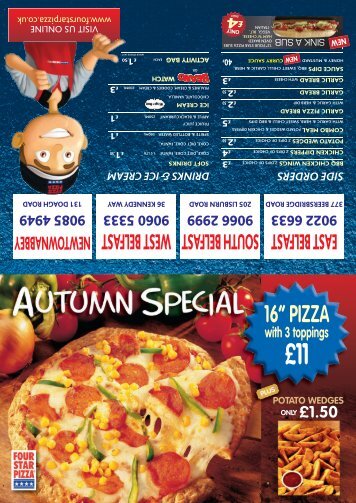 Menu for Four Star Pizza South Belfast - Northern Ireland Food Review